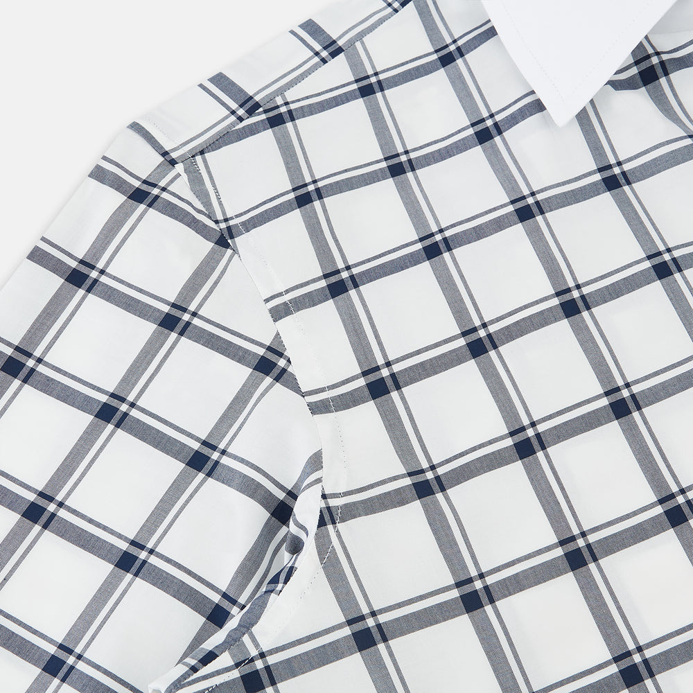 SHIRTS RF WH WINDSOR OPEN CLR WH 3BC NAVY CHECK 16.5