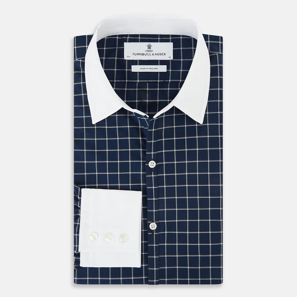 SHIRTS RF WH WINDSOR OPEN CLR WH 3BC WH CHK ON NVY 16