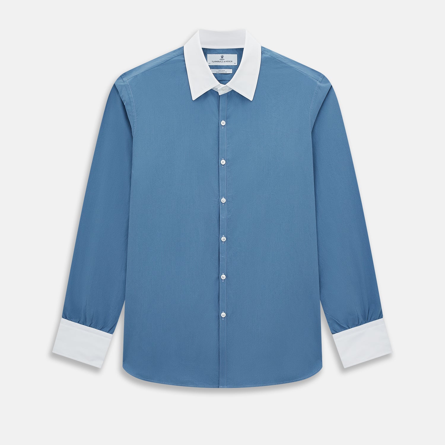 View 1 of product Colony Blue Pinstripe Westminster Shirt with Contrast Collar & Cuffs 19