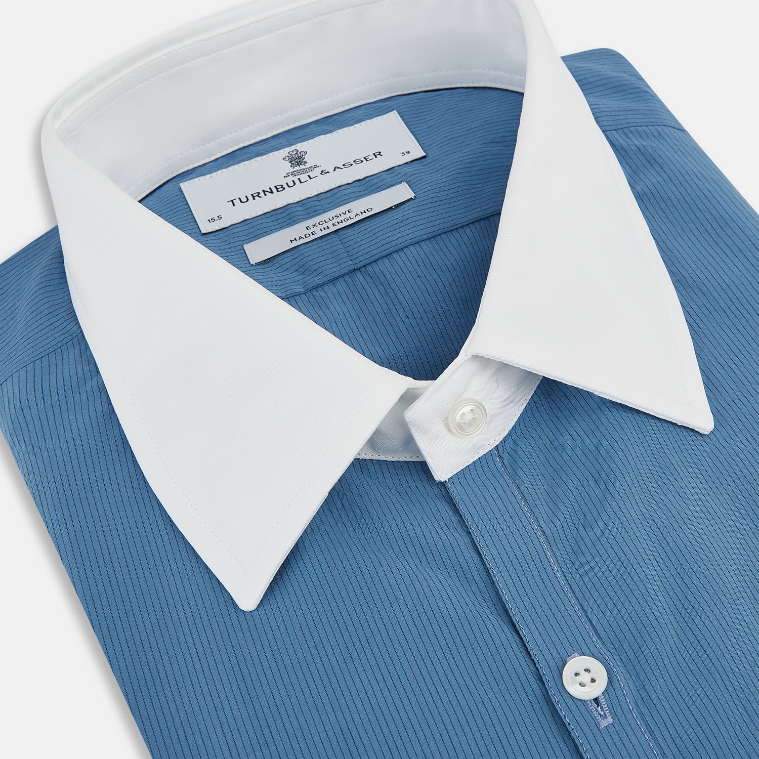 Image 2 of product Colony Blue Pinstripe Westminster Shirt with Contrast Collar & Cuffs 19