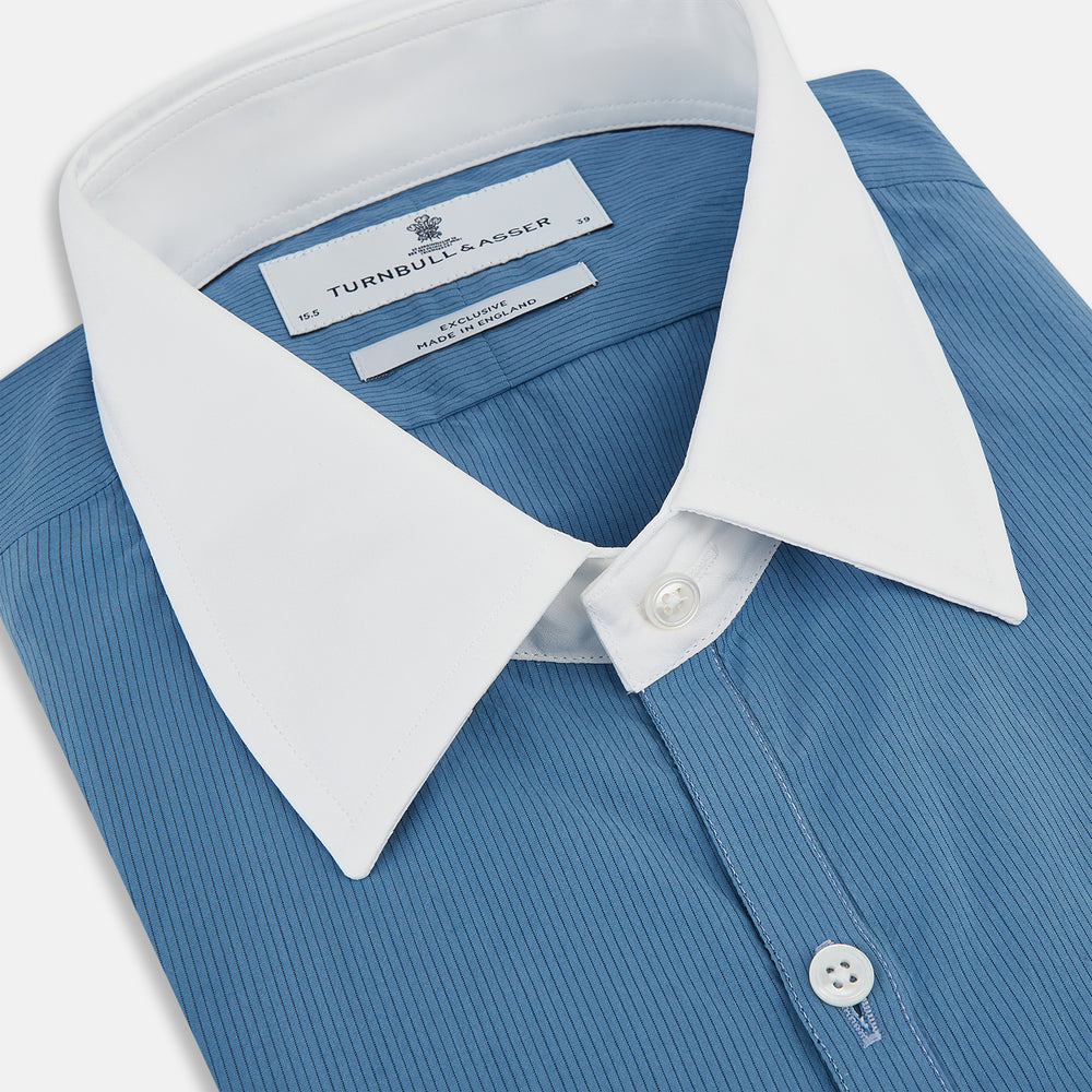 Colony Blue Pinstripe Westminster Shirt with Contrast Collar & Cuffs 19