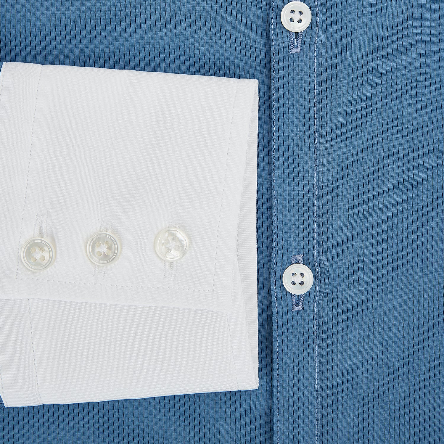 Image 4 of product Colony Blue Pinstripe Westminster Shirt with Contrast Collar & Cuffs 19