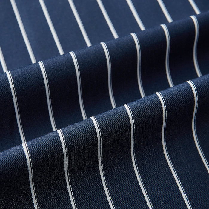 Westminster Bar Stripe Navy Closed Collar Regular Fit Shirt in Cotton Image 7