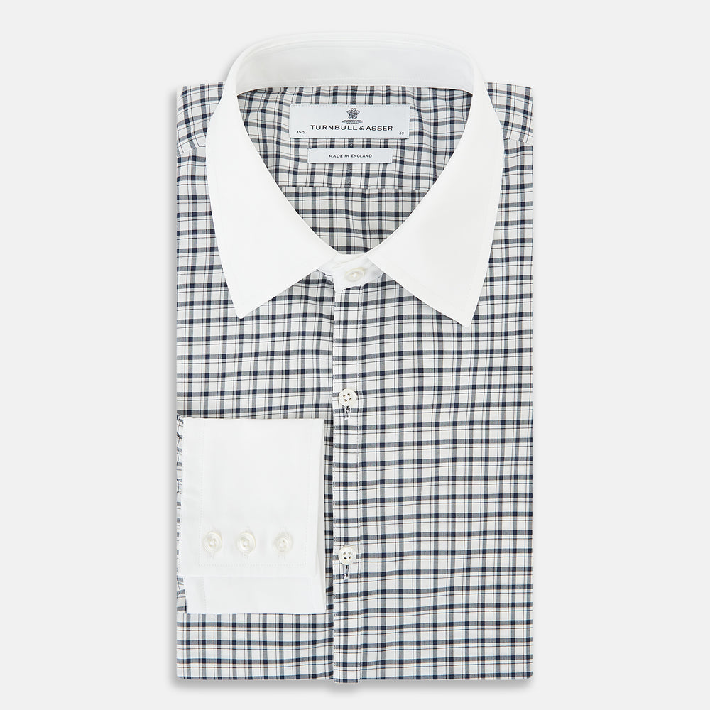 SHIRTS RF WH WESTMINSTER CLSD CLR WH 3BC NVY CHK 18.5