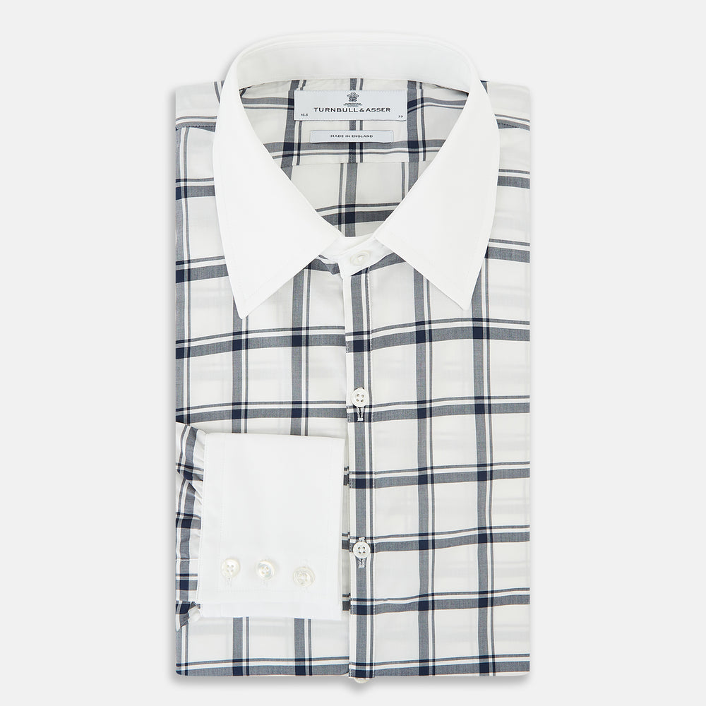 SHIRTS RF WH WESTMINSTER CLSD CLR WH 3BC NVY CHK 16.5