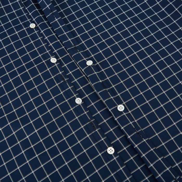 Navy and White Reverse Graph Check Westminster Shirt with Contrast Collar & Cuffs Image 6