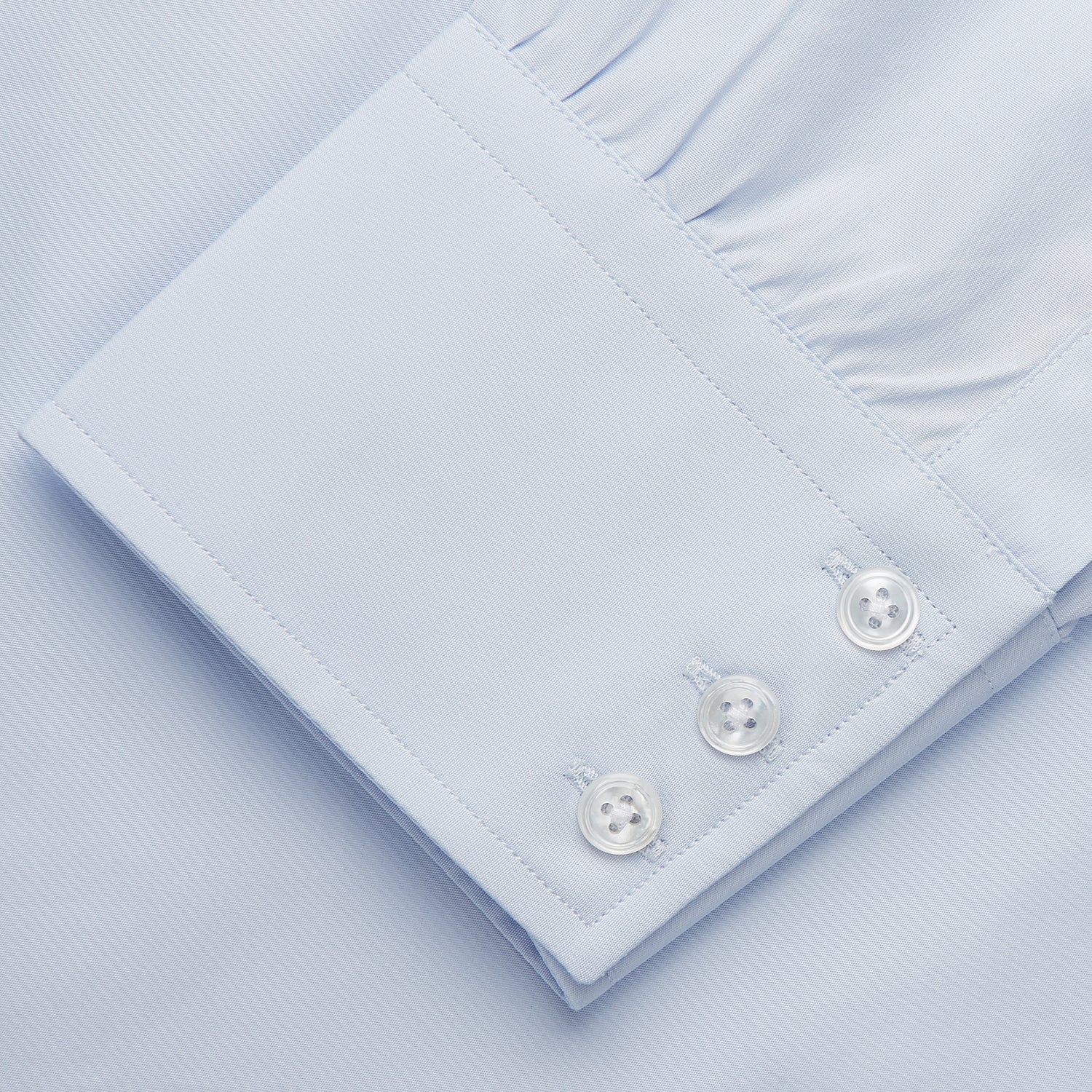 View 4 of product Tailored Fit Light Blue Cotton Shirt with Kent Collar and 3-Button Cuffs