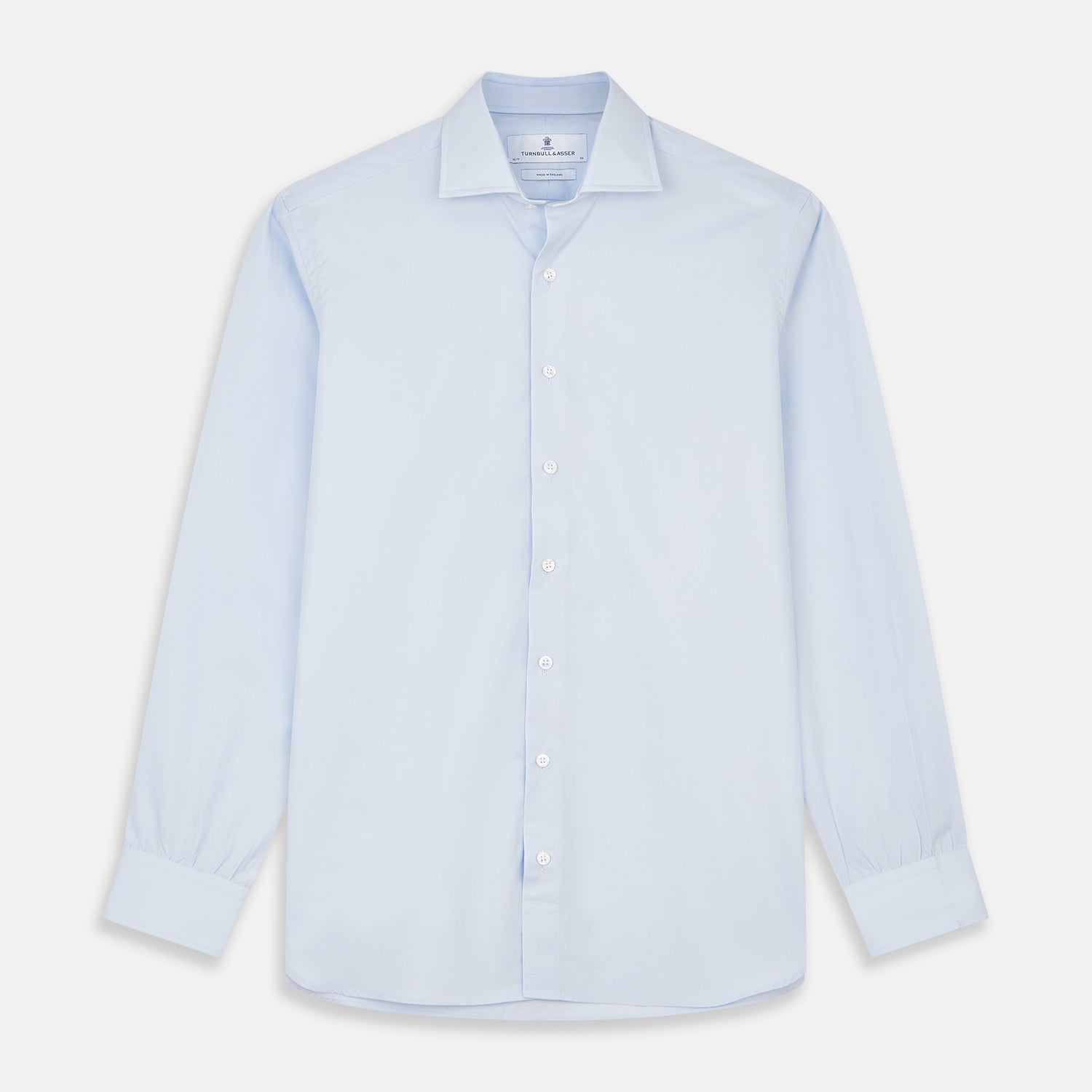 Tailored Fit Light Blue Cotton Shirt with Kent Collar and 3-Button Cuffs