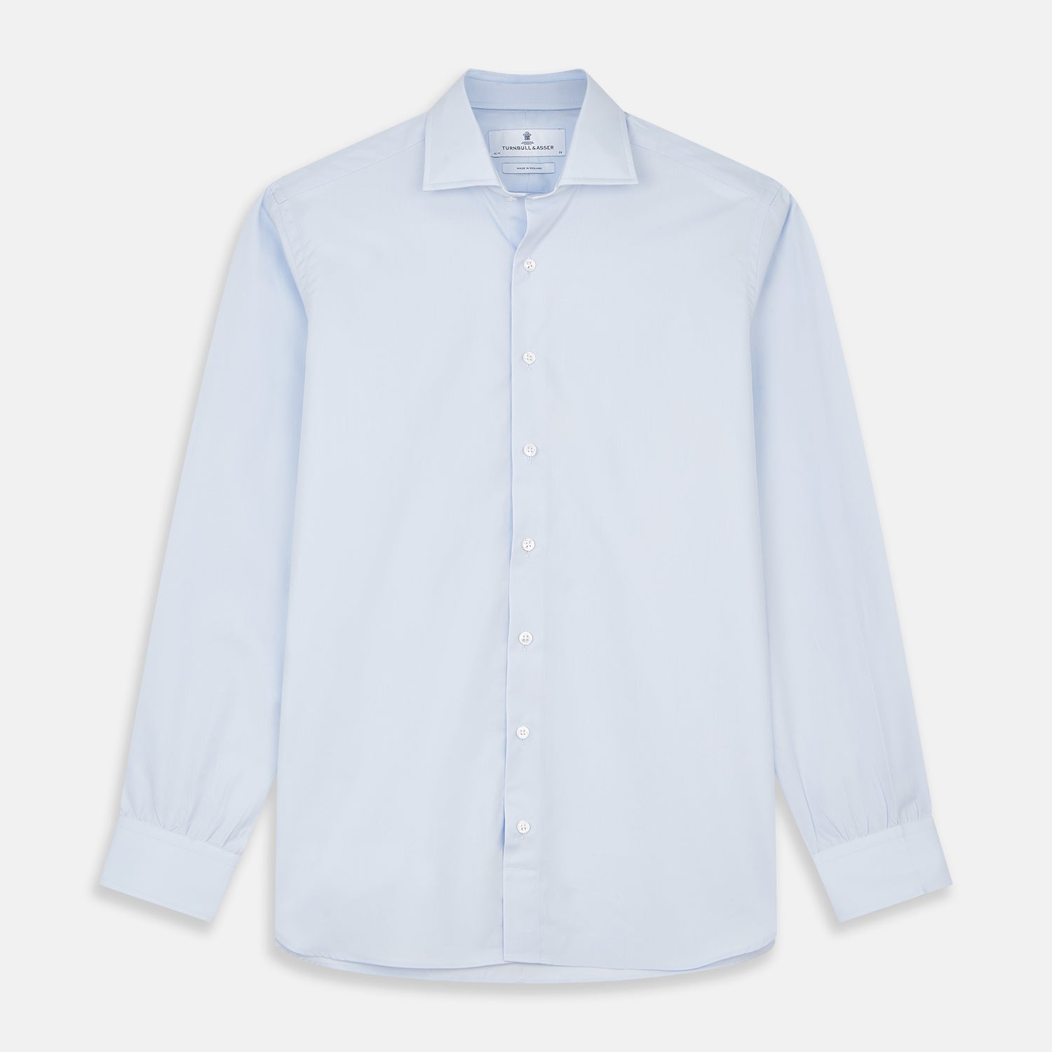 View 1 of product Tailored Fit Light Blue Cotton Shirt with Kent Collar and 3-Button Cuffs