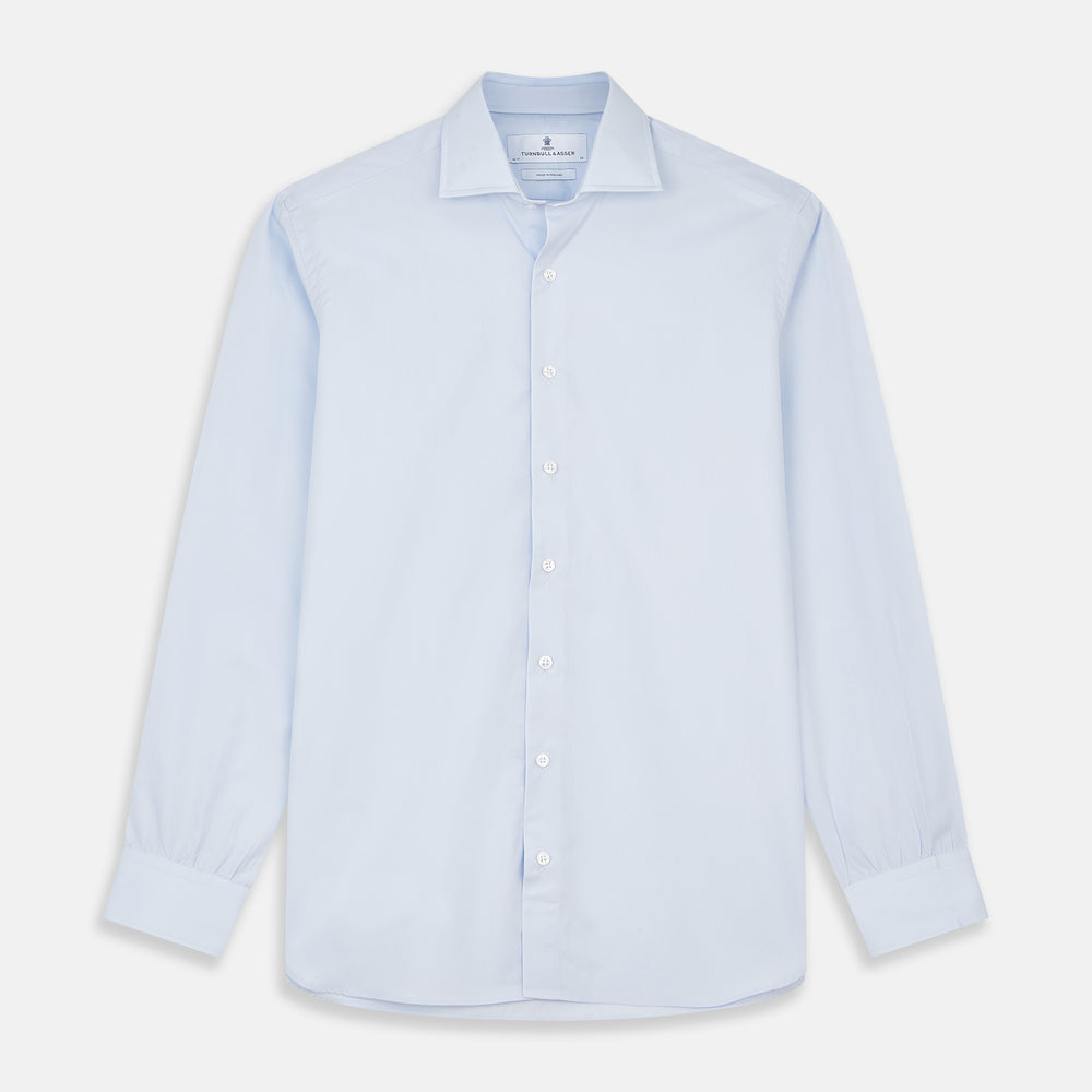 Tailored Fit Light Blue Cotton Shirt with Kent Collar and 3-Button Cuffs