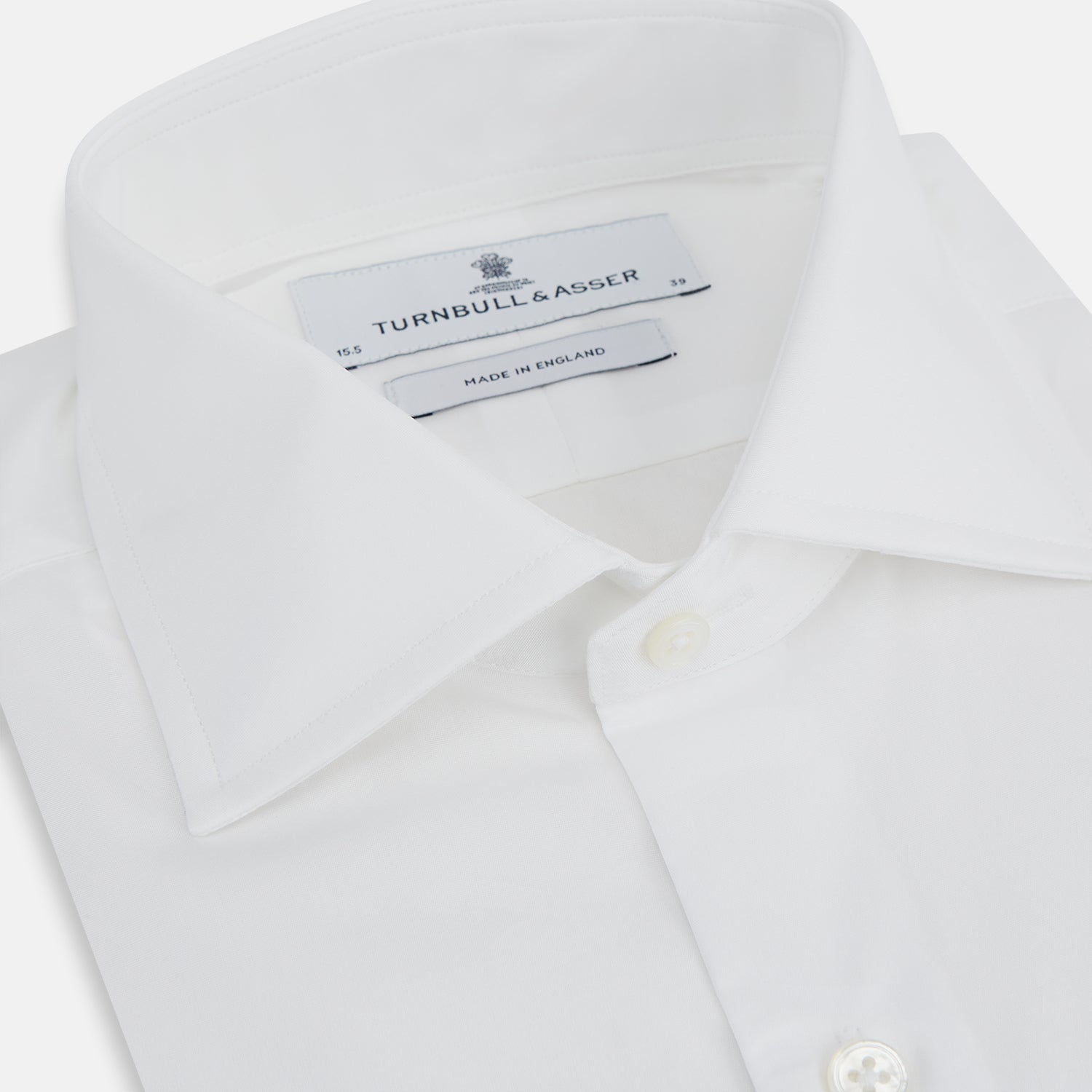 View 2 of product Tailored Fit Plain White Cotton Shirt with Kent Collar and 3-Button Cuffs