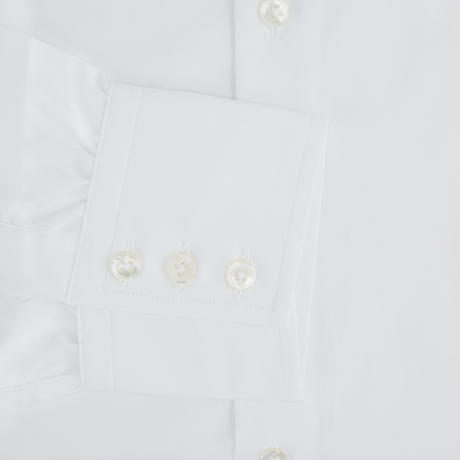 View 4 of product Tailored Fit Plain White Cotton Shirt with Kent Collar and 3-Button Cuffs