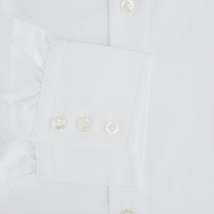 Tailored Fit Plain White Cotton Shirt with Kent Collar and 3-Button Cuffs Image 3
