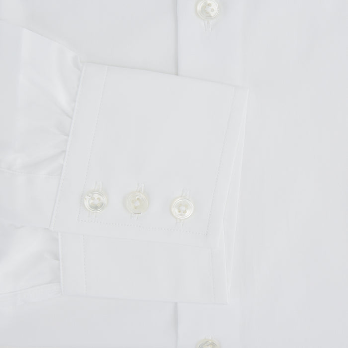 Tailored Fit Plain White Cotton Shirt with Kent Collar and 3-Button Cuffs Image 3