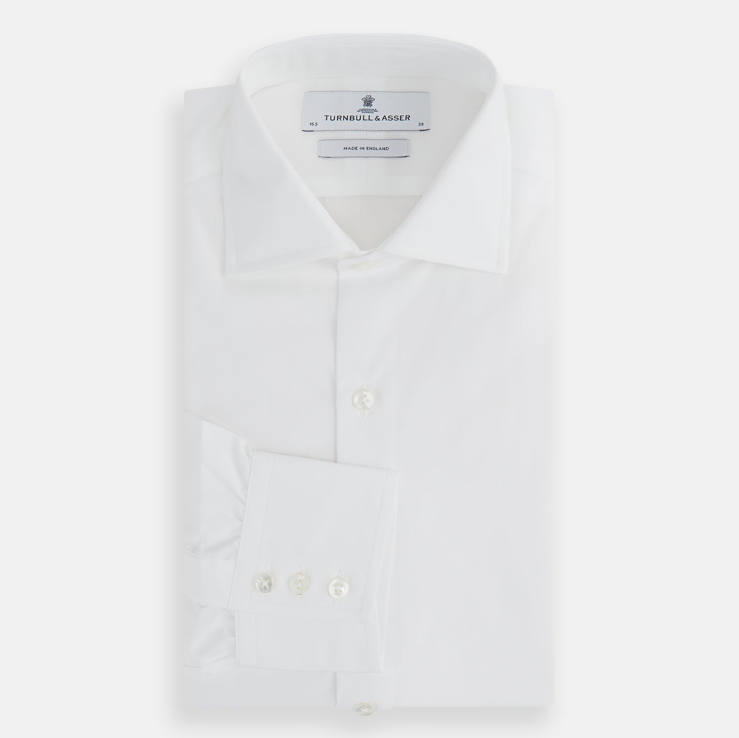 View 5 of product Tailored Fit Plain White Cotton Shirt with Kent Collar and 3-Button Cuffs