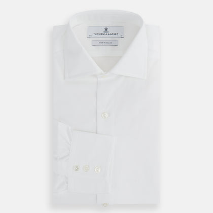 Tailored Fit Plain White Cotton Shirt with Kent Collar and 3-Button Cuffs Image 4