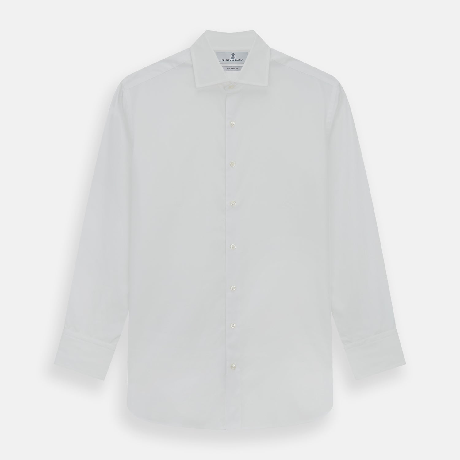 View 1 of product Tailored Fit Plain White Cotton Shirt with Kent Collar and 3-Button Cuffs