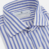 View 2 of product Tailored Fit Blue and White Candy Stripe Shirt with Kent Collar and 3-Button Cuffs