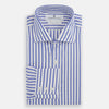 View 4 of product Tailored Fit Blue and White Candy Stripe Shirt with Kent Collar and 3-Button Cuffs