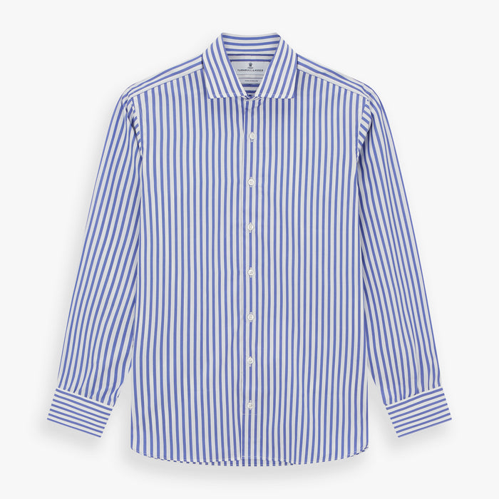 Tailored Fit Blue and White Candy Stripe Shirt with Kent Collar and 3-Button Cuffs
