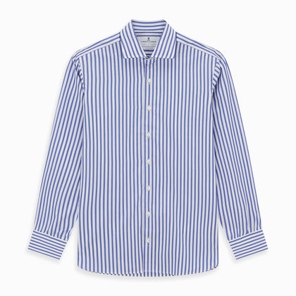Tailored Fit Blue and White Candy Stripe Shirt with Kent Collar and 3-Button Cuffs Image 5