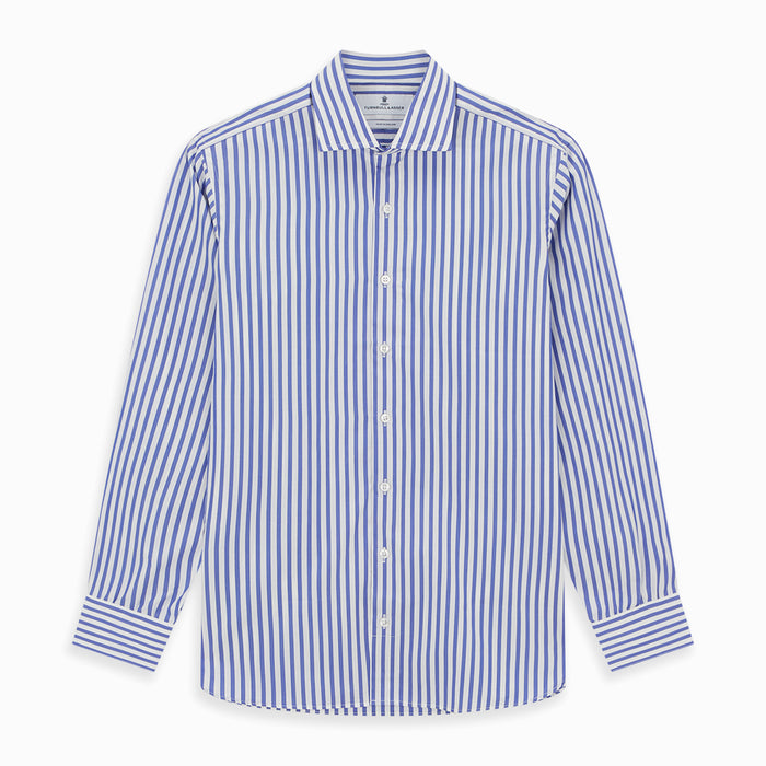 Tailored Fit Blue and White Candy Stripe Shirt with Kent Collar and 3-Button Cuffs Image 5