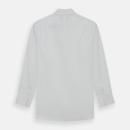 Tailored Fit Plain White Cotton Shirt with Kent Collar and Double Cuffs Image 2