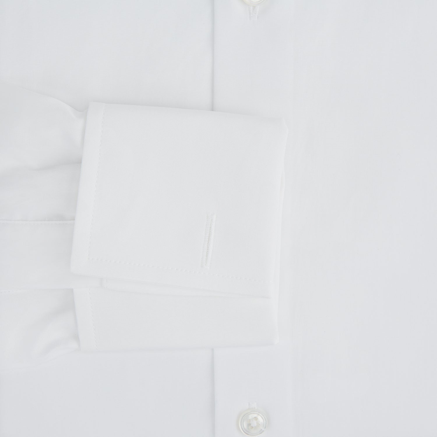 View 4 of product Tailored Fit Plain White Cotton Shirt with Kent Collar and Double Cuffs