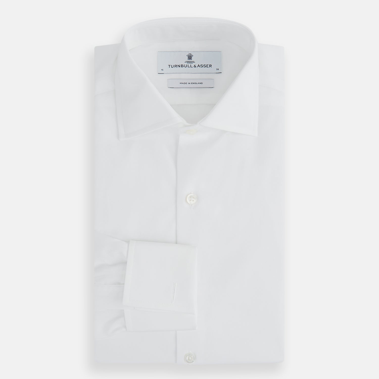 View 5 of product Tailored Fit Plain White Cotton Shirt with Kent Collar and Double Cuffs