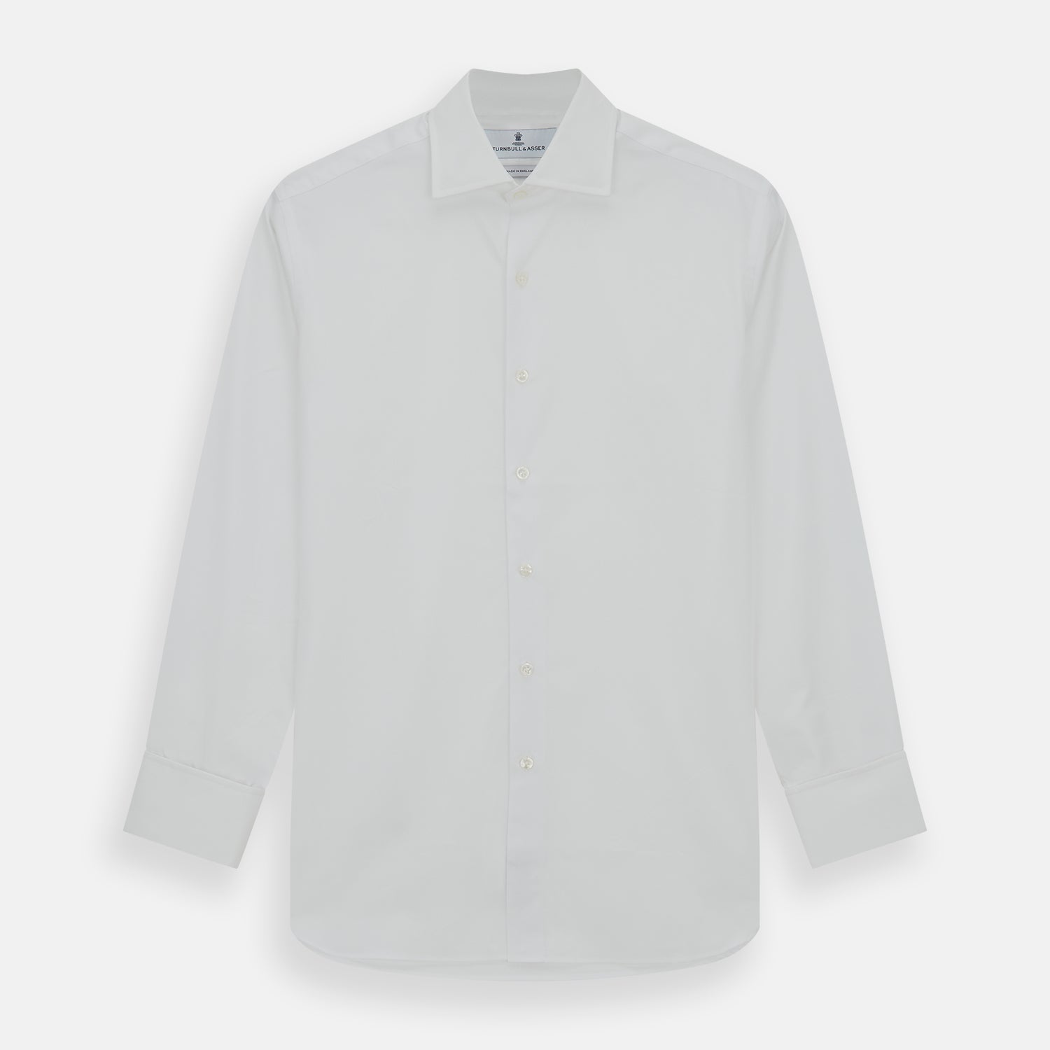 Tailored Fit Plain White Cotton Shirt with Kent Collar and Double Cuffs