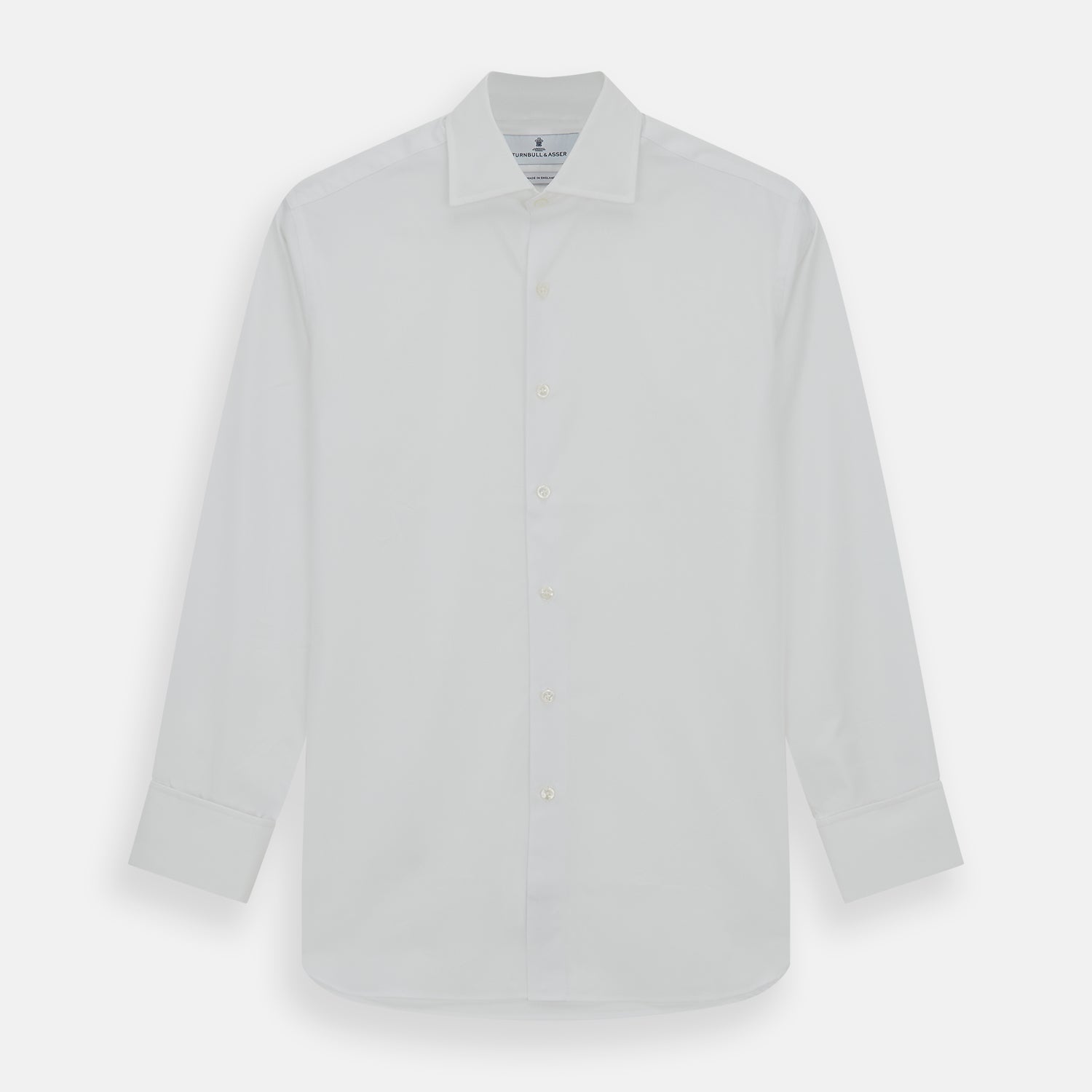 View 1 of product Tailored Fit Plain White Cotton Shirt with Kent Collar and Double Cuffs