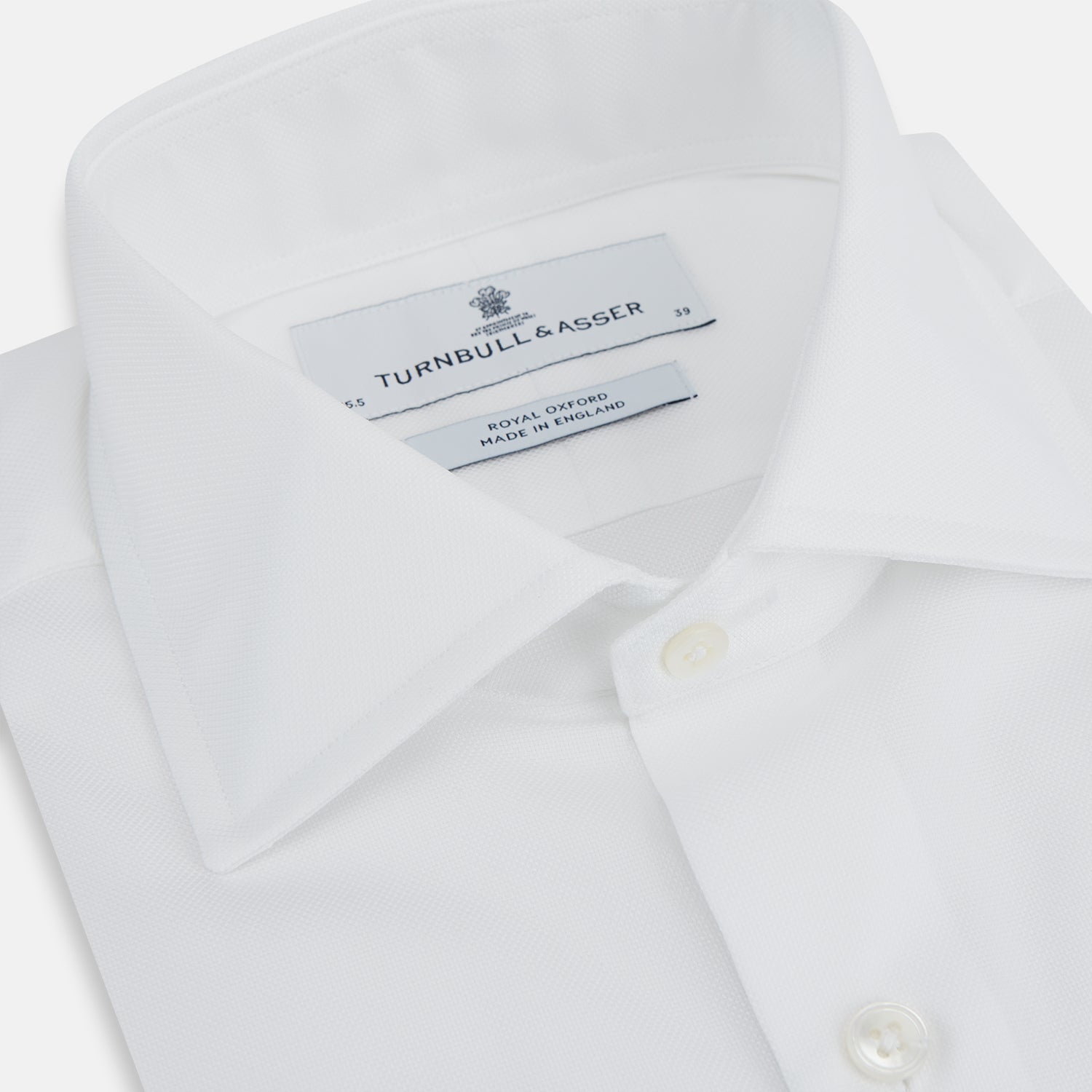 View 2 of product Tailored Fit White Royal Oxford Cotton Shirt with Kent Collar and Double Cuffs