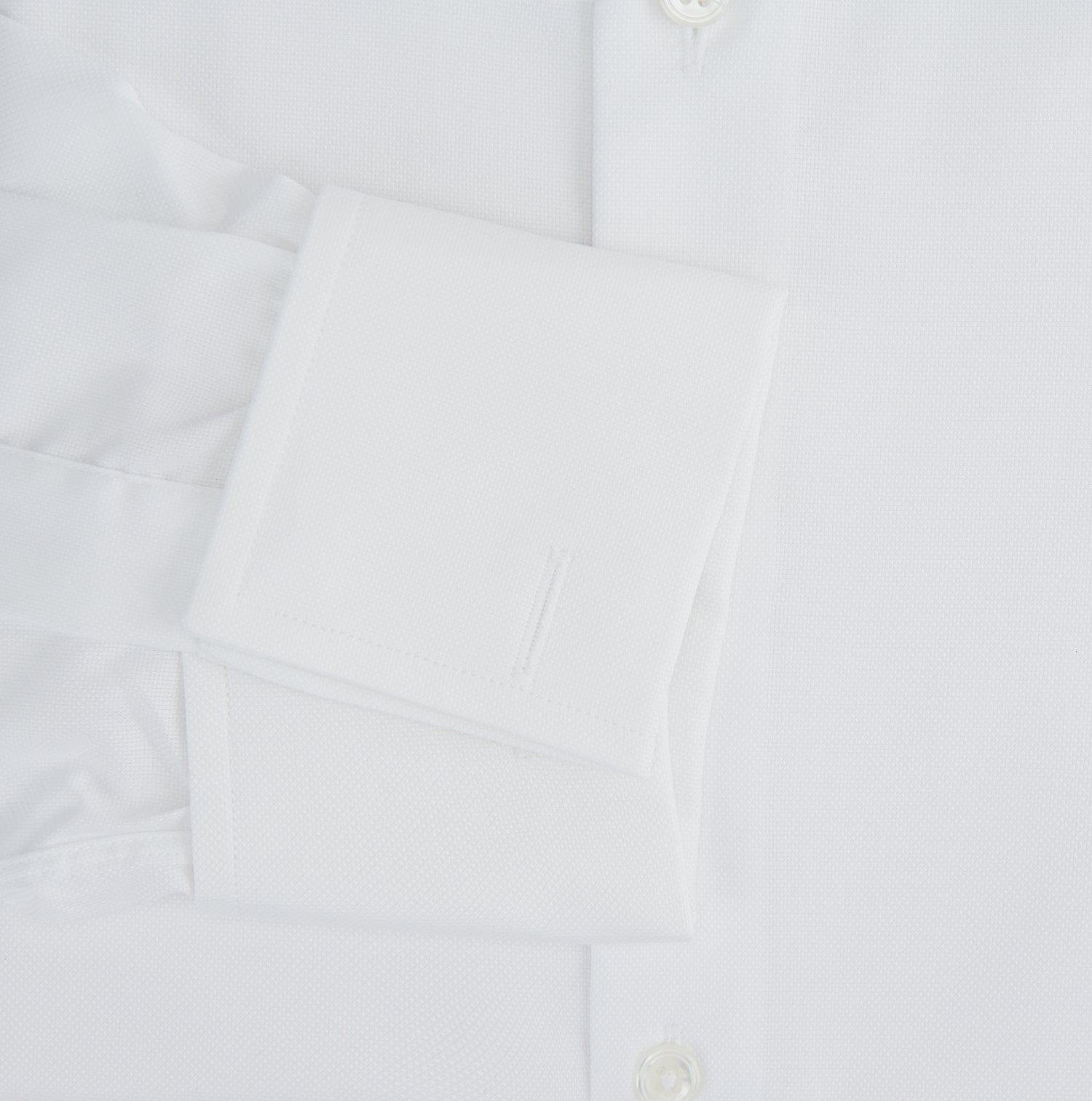 View 4 of product Tailored Fit White Royal Oxford Cotton Shirt with Kent Collar and Double Cuffs