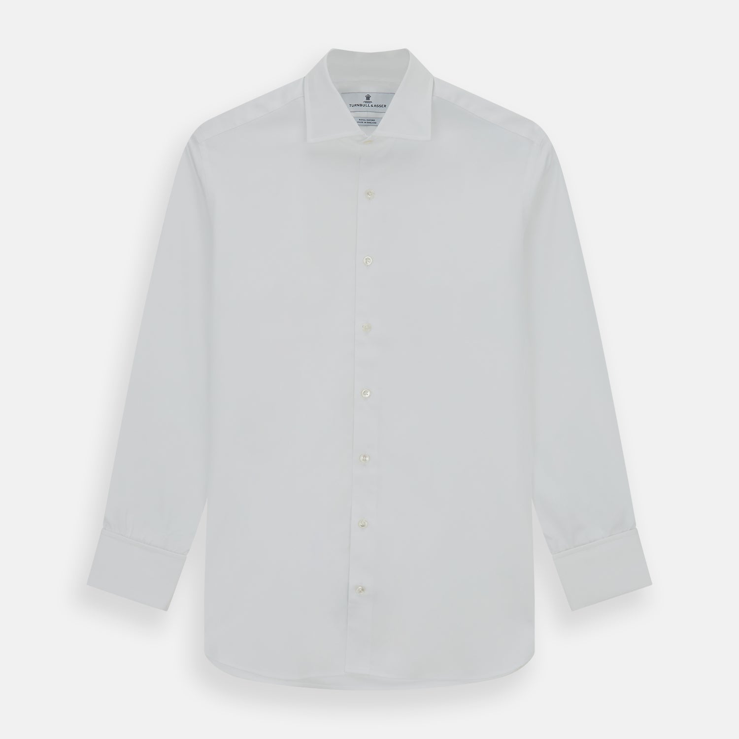 View 1 of product Tailored Fit White Royal Oxford Cotton Shirt with Kent Collar and Double Cuffs
