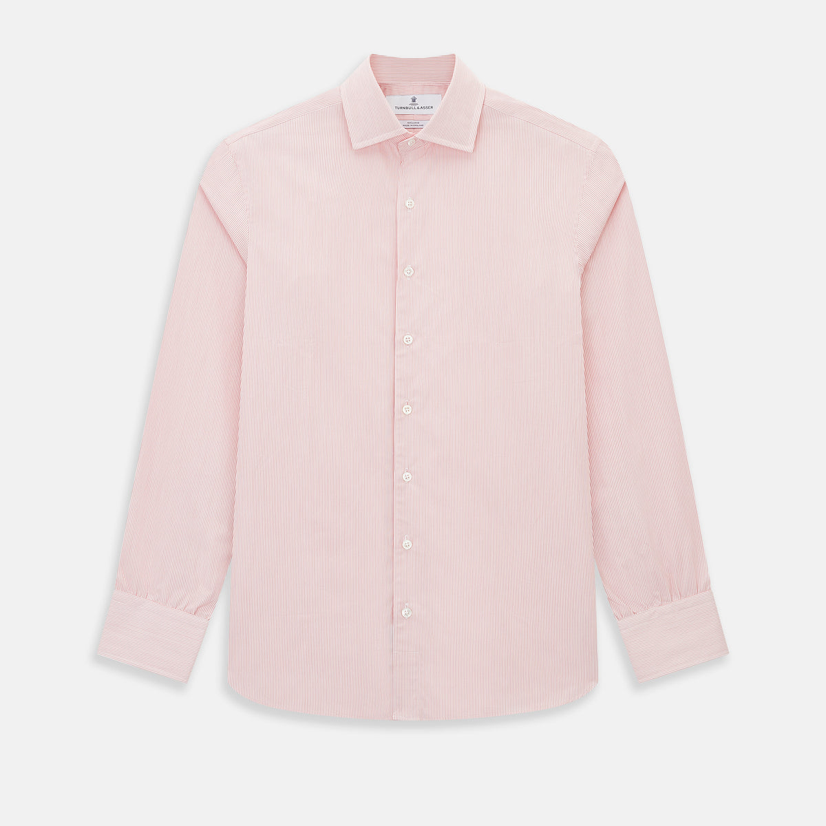 View 1 of product Fine Striped Coral on White Tailored Fit Shirt in Cotton