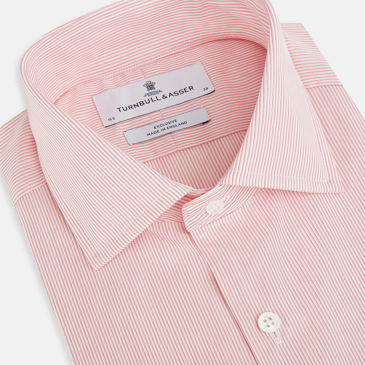 View 2 of product Fine Striped Coral on White Tailored Fit Shirt in Cotton