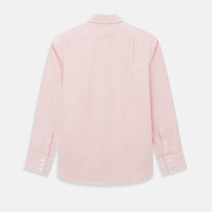 Fine Striped Coral on White Tailored Fit Shirt in Cotton Image 2