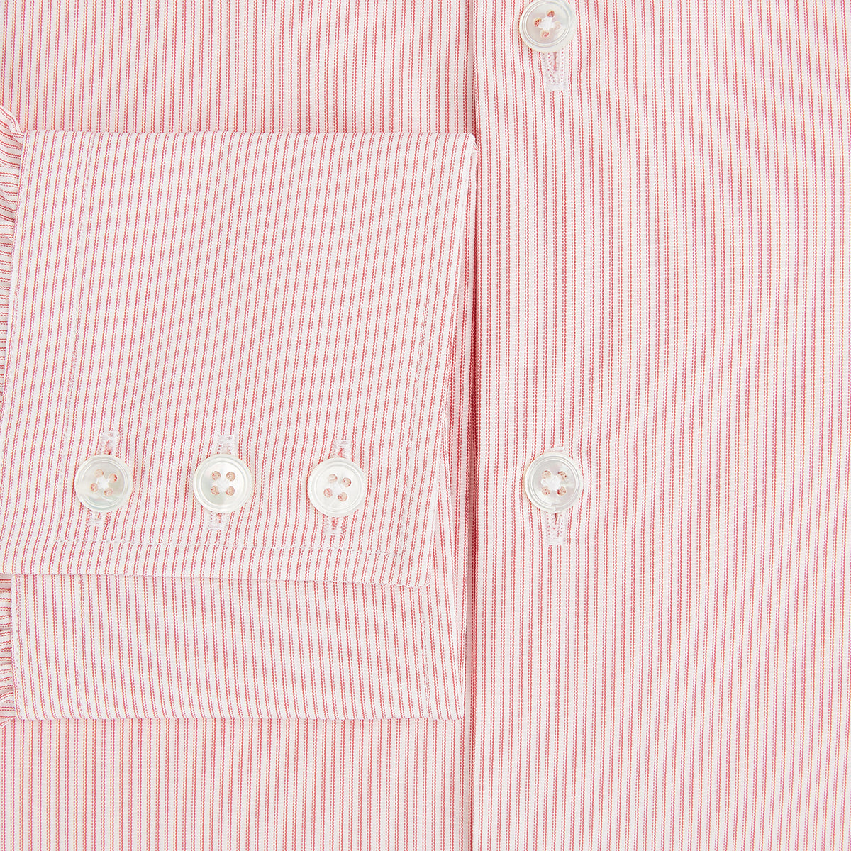 View 4 of product Fine Striped Coral on White Tailored Fit Shirt in Cotton