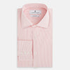 View 5 of product Fine Striped Coral on White Tailored Fit Shirt in Cotton