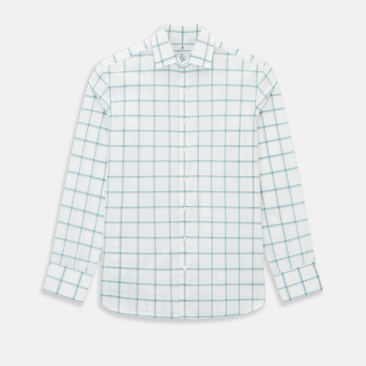 View 1 of product Large Checked Sage on White Tailored Fit Shirt in Cotton