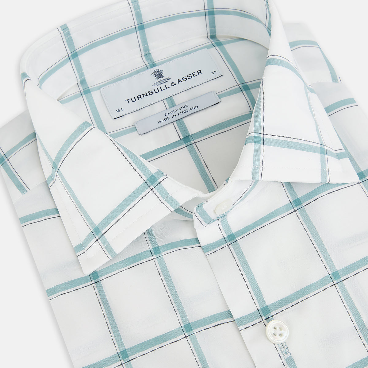 View 2 of product Large Checked Sage on White Tailored Fit Shirt in Cotton