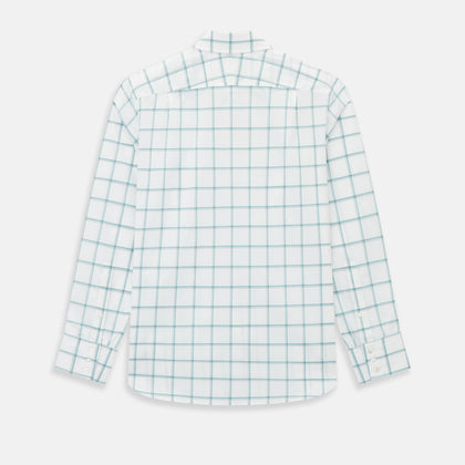 Large Checked Sage on White Tailored Fit Shirt in Cotton Image 2