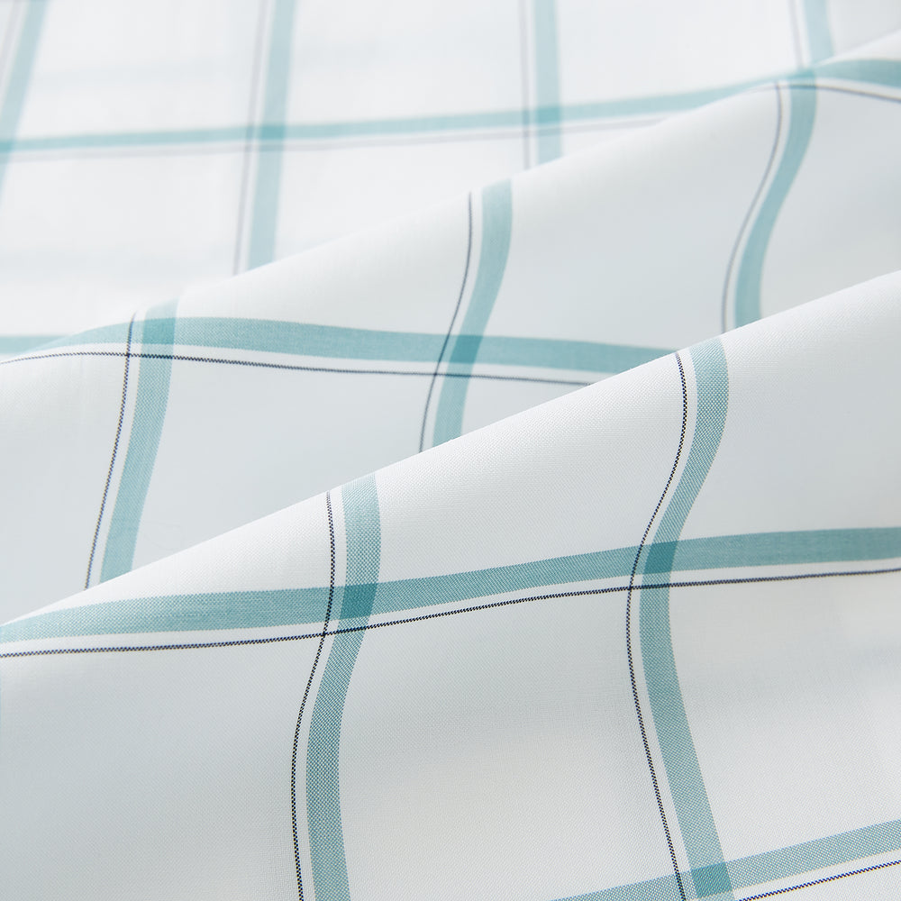 Large Checked Sage on White Tailored Fit Shirt in Cotton