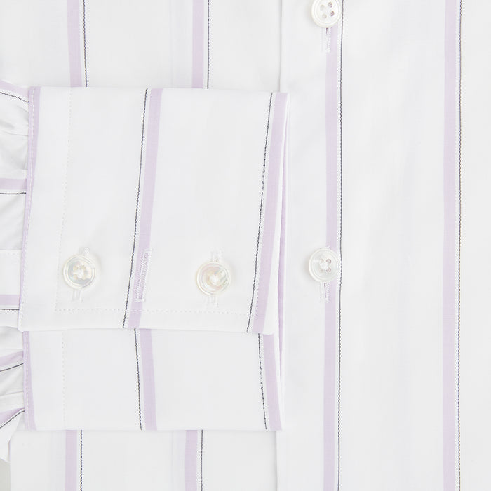 Track Striped Pink on White Tailored Fit Shirt in Cotton Image 3