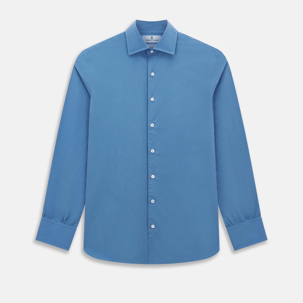 View 1 of product Pinstriped Colony Blue Tailored Fit Shirt in Cotton