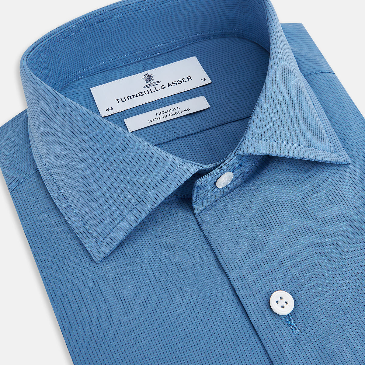 View 2 of product Pinstriped Colony Blue Tailored Fit Shirt in Cotton