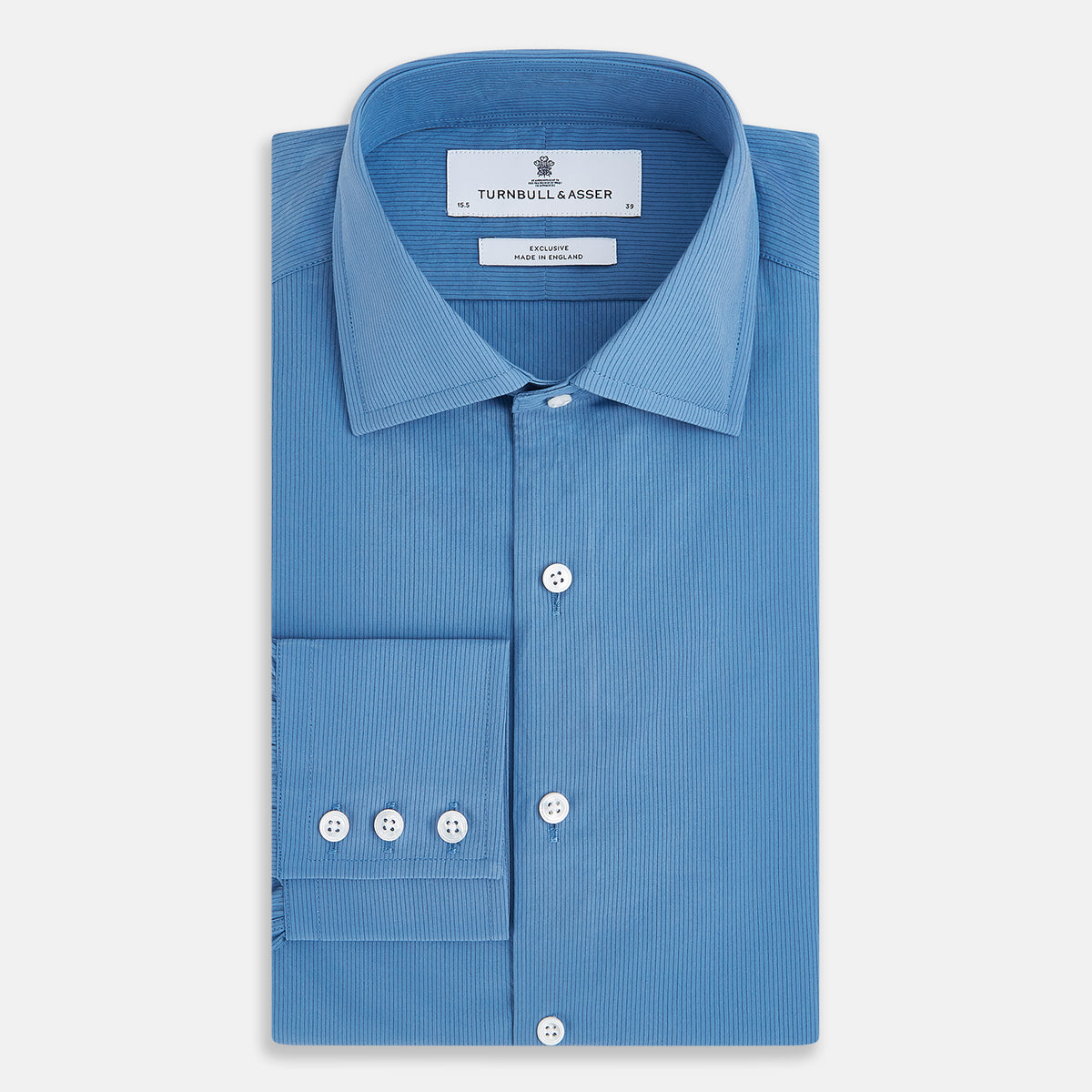 View 5 of product Pinstriped Colony Blue Tailored Fit Shirt in Cotton