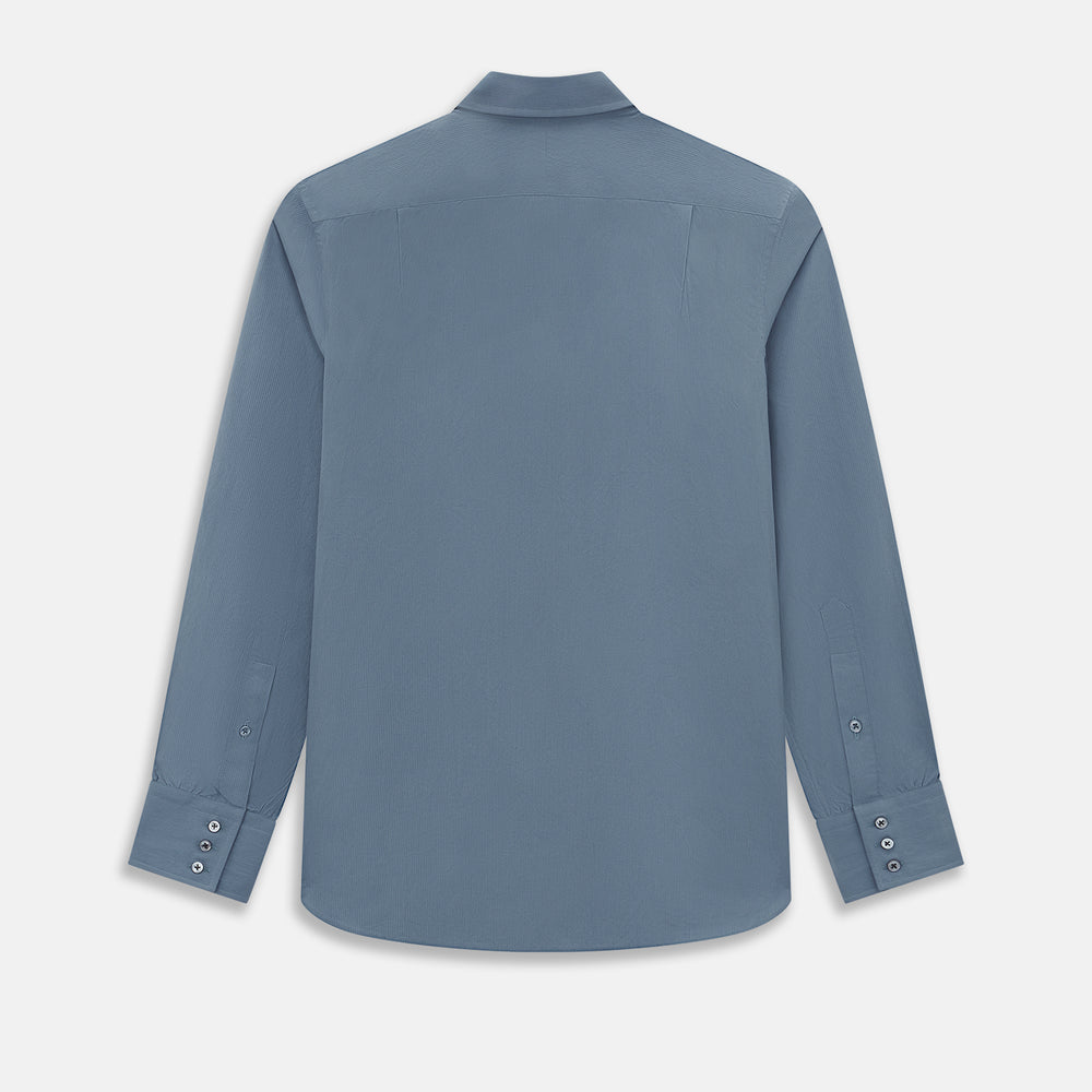 Pinstriped Steel Grey Tailored Fit Shirt in Cotton