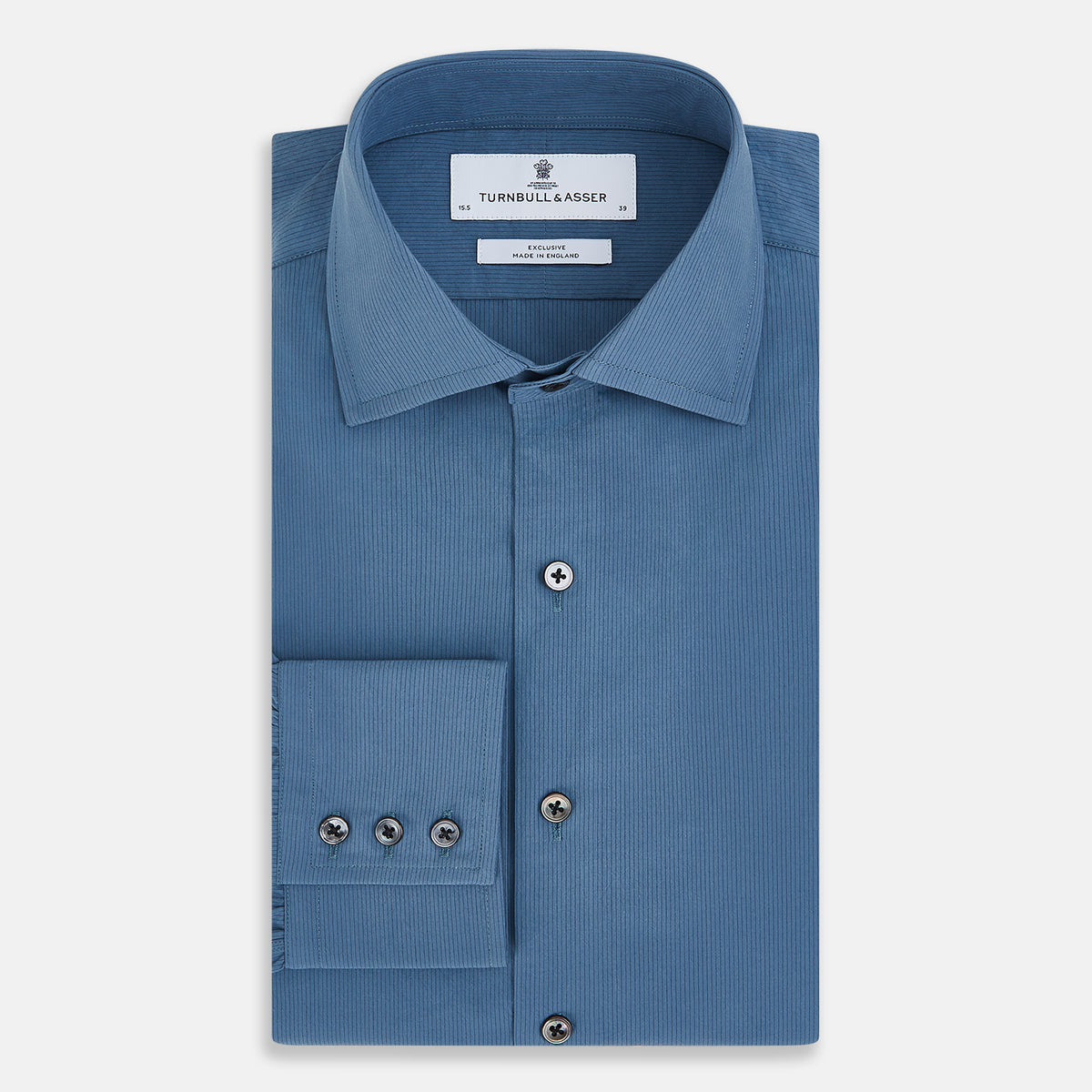 View 5 of product Pinstriped Steel Grey Tailored Fit Shirt in Cotton