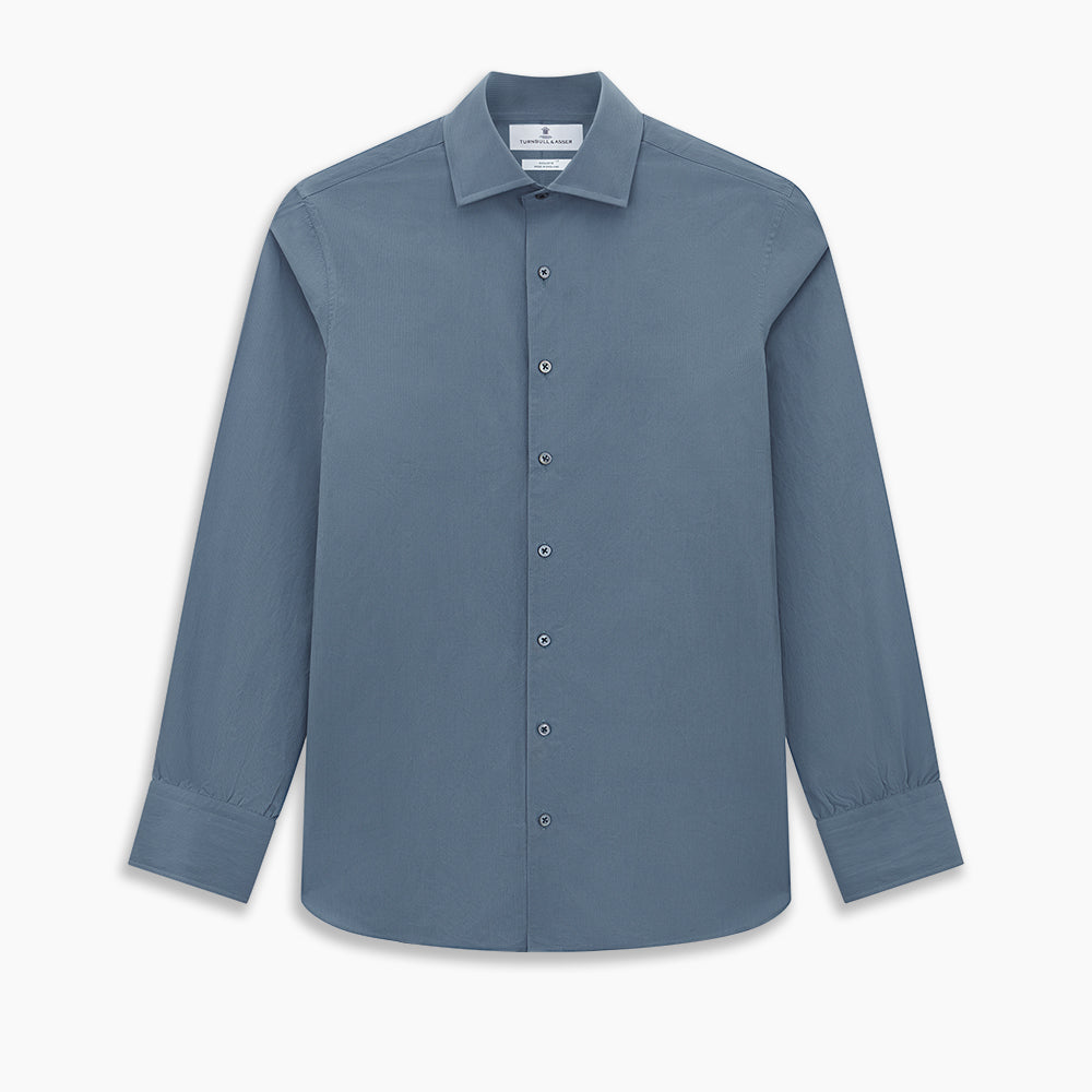 Pinstriped Steel Grey Tailored Fit Shirt in Cotton